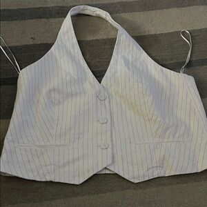 Chic White Pinstripe Halter Vest